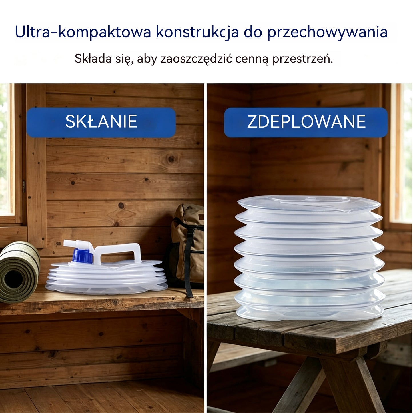 💧🚰 Składany pojemnik na wodę z kranem – pojemność 5 litrów, kompaktowy i praktyczny, idealny na kemping 🏕️✨