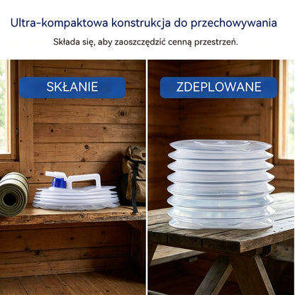 💧🚰 Składany pojemnik na wodę z kranem – pojemność 5 litrów, kompaktowy i praktyczny, idealny na kemping 🏕️✨