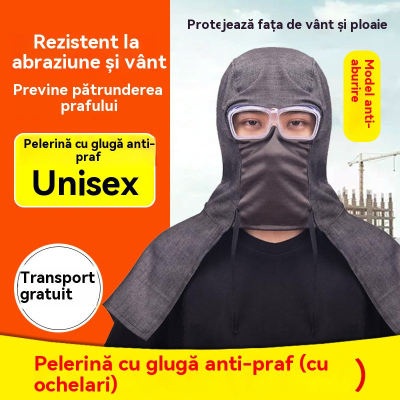 😎Πολυλειτουργικό πόντσο κατά της σκόνης για εξωτερική χρήση, με κουκούλα, μάσκα προσώπου και αντιθαμβωτικά γυαλιά