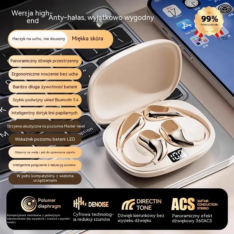 🔋Bezprzewodowe słuchawki Bluetooth bez wbudowanego ucha, z zaczepem na ucho i przewodnictwem kostnym🎙️🎧