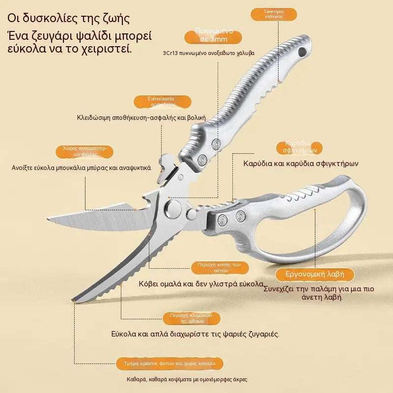 ✂️Πολυλειτουργικά ψαλίδια κουζίνας για βαριά χρήση