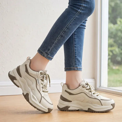 【35-40】Damskie buty casualowe z podwyższeniem i grubą podeszwą – oddychające, wygodne, sportowe