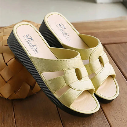 ⏰🔥【Oferta ograniczona czasowo】Eleganckie damskie kapcie wykonane z miękkiej skóry zapewniającej najwyższy komfort