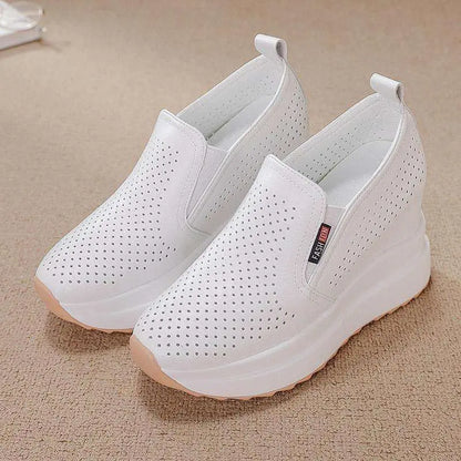 【34-39】🔥Nowe buty damskie, lekkie, na platformie, na wygodnym białym koturnie, przewiewne, modne