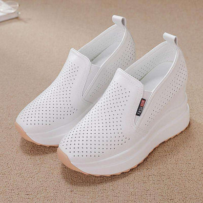 【34-39】🔥Nowe buty damskie, lekkie, na platformie, na wygodnym białym koturnie, przewiewne, modne