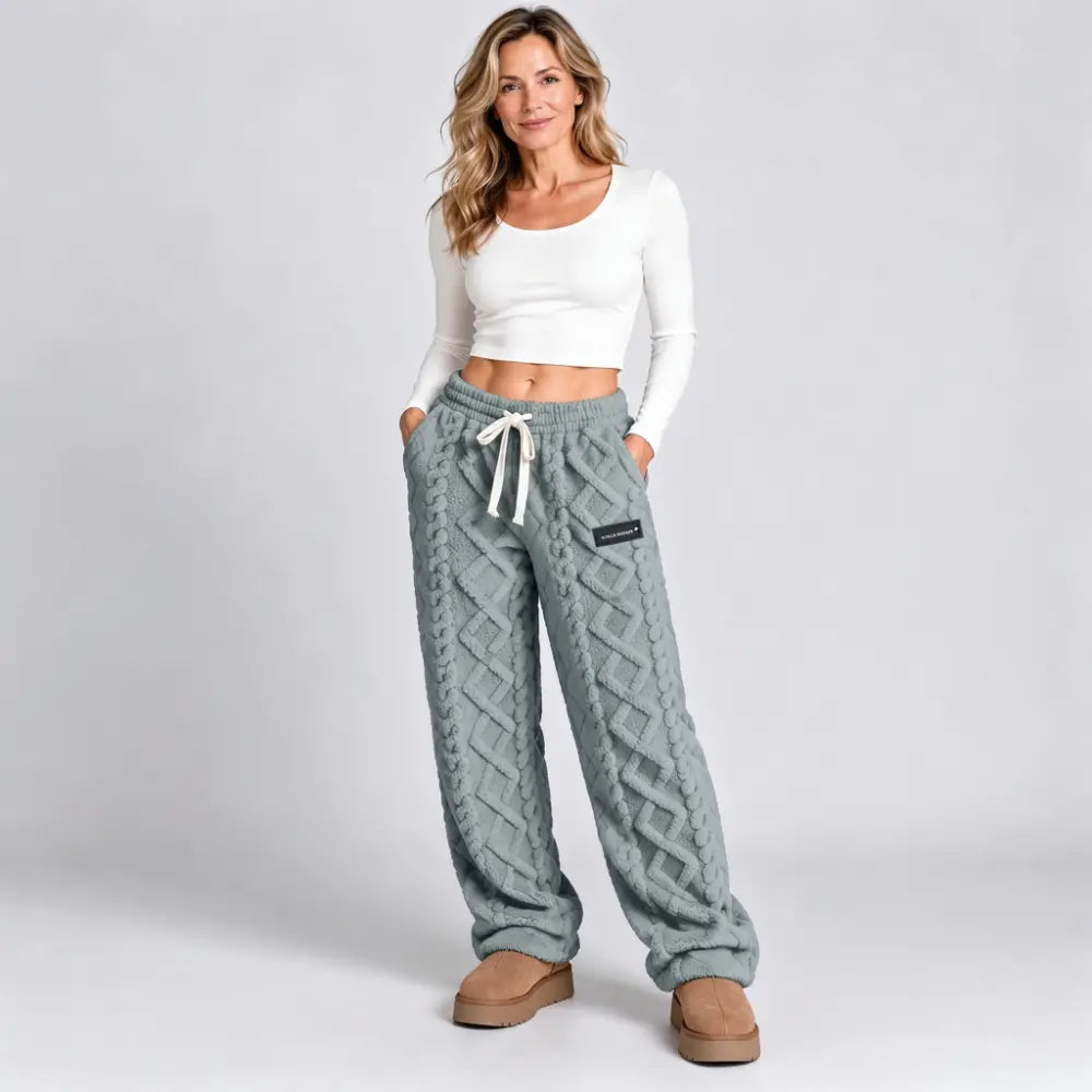 🔥【XS-2XL】Χοντρό και ζεστό casual παντελόνι για φθινόπωρο και χειμώνα, με επένδυση από φλις και ζακάρ ύφασμα