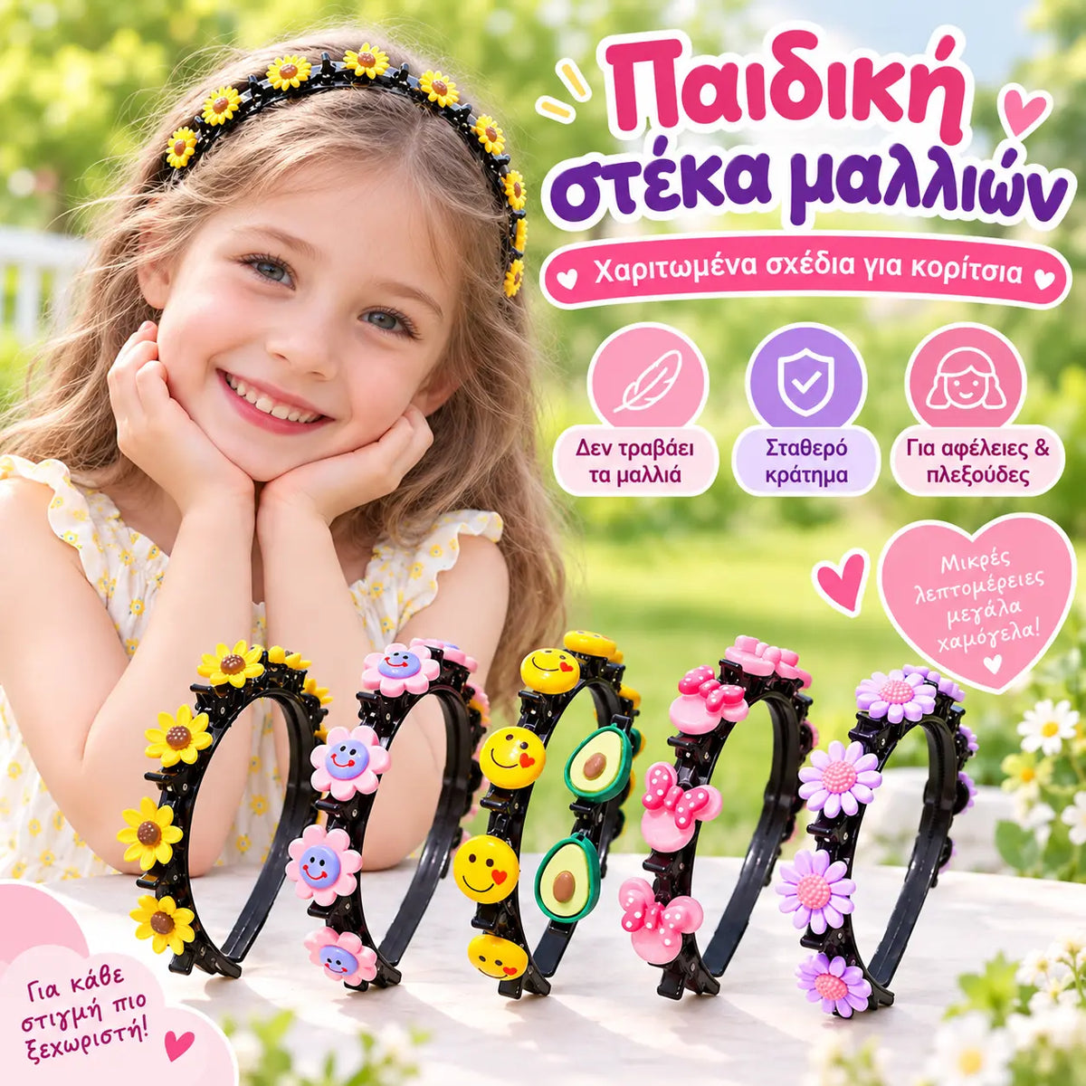 🌺Αγοράστε 5 και πάρτε 5 δώρο🌺 Χαριτωμένο παιδικό κλιπ μαλλιών με πλεξούδα