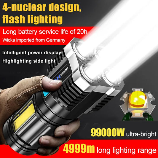 🔥🔥Potente iluminación Linterna recargable USB de cuatro luces