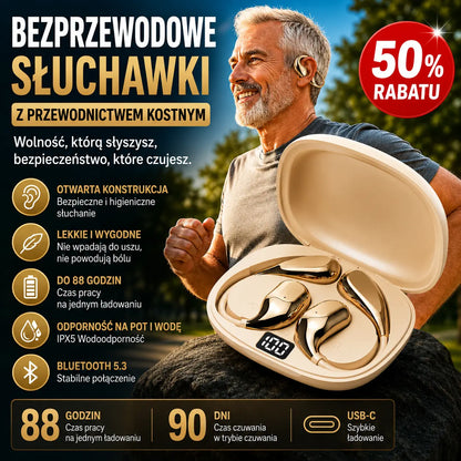 🔋Bezprzewodowe słuchawki Bluetooth bez wbudowanego ucha, z zaczepem na ucho i przewodnictwem kostnym🎙️🎧