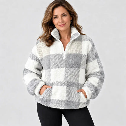 【S-5XL】🌸Niezwykle miękki polarowy sweter w kratę, który zapewnia ciepło!🧊🔥