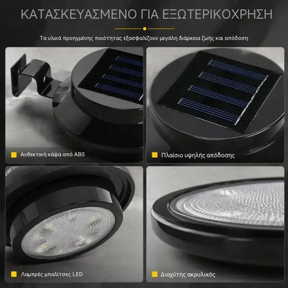 ☀️ Ηλιακό φωτιστικό τοίχου LED με υδρορροή | Διακόσμηση εξωτερικού χώρου