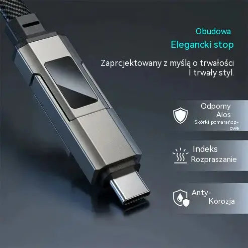 【Kup 1, a drugi dostaniesz gratis】🔌 Kabel ładujący 4 w 1 z wyświetlaczem cyfrowym i brelokiem – szybkie ładowanie, odporny na pęknięcia i kompaktowy