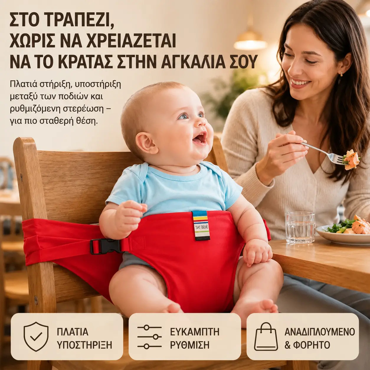 【Αγοράστε 1 και πάρτε 1 δωρεάν】👶 Ένα απαραίτητο προϊόν για το τάισμα των παιδιών εν κινήσει! Ζώνη ασφαλείας για το φορητό παιδικό καρεκλάκι φαγητού, έτοιμη για χρήση με ένα κλικ, με προστασία από πτώση! ✨🎒