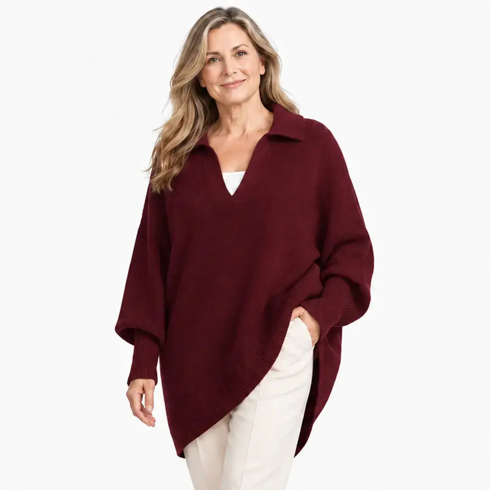 【XS-5XL】Nowy damski sweter z długim rękawem – gładki, z kołnierzykiem, luźny, w stylu oversize