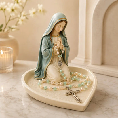 ✝️ Świetna oferta: 50% zniżki – ceramiczna taca z wizerunkiem Matki Boskiej „Graceful Faith” do przechowywania różańców lub pamiątek.
