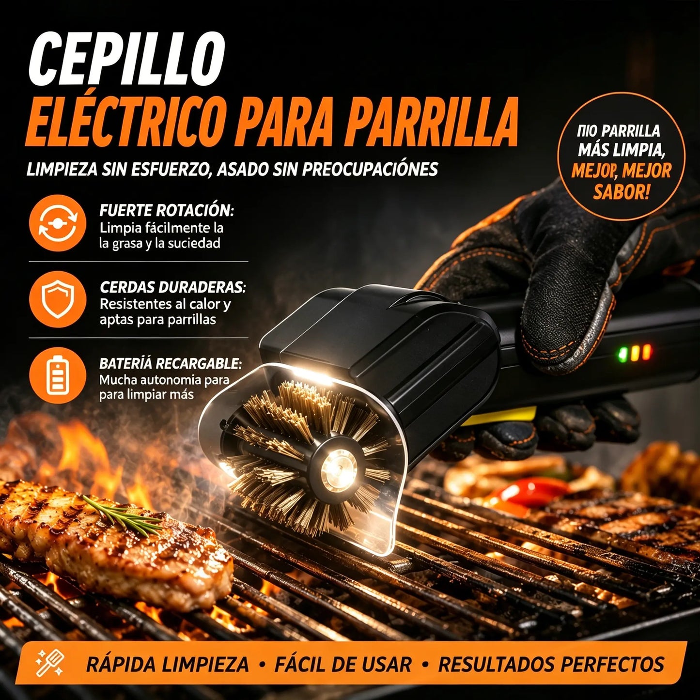 🔋🧹 Bezdrátový elektrický kartáč na čištění grilu – lithiová baterie, multifunkční a snadno použitelný 🔥🍖