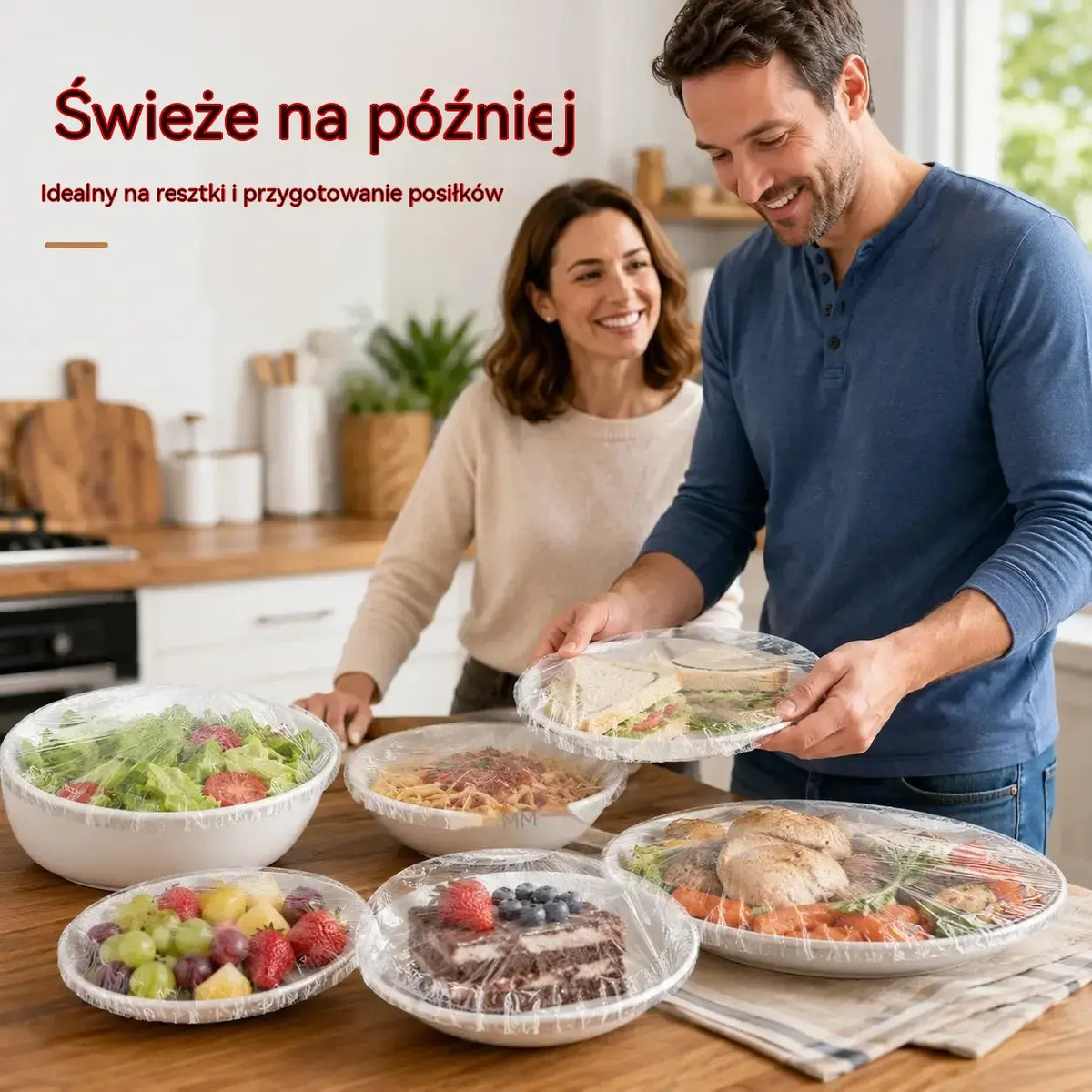 【200 sztuk】Jednorazowa przezroczysta folia, idealna do pojemników i żywności. Pasuje idealnie, zapewnia dobre uszczelnienie i jest łatwy w użyciu.