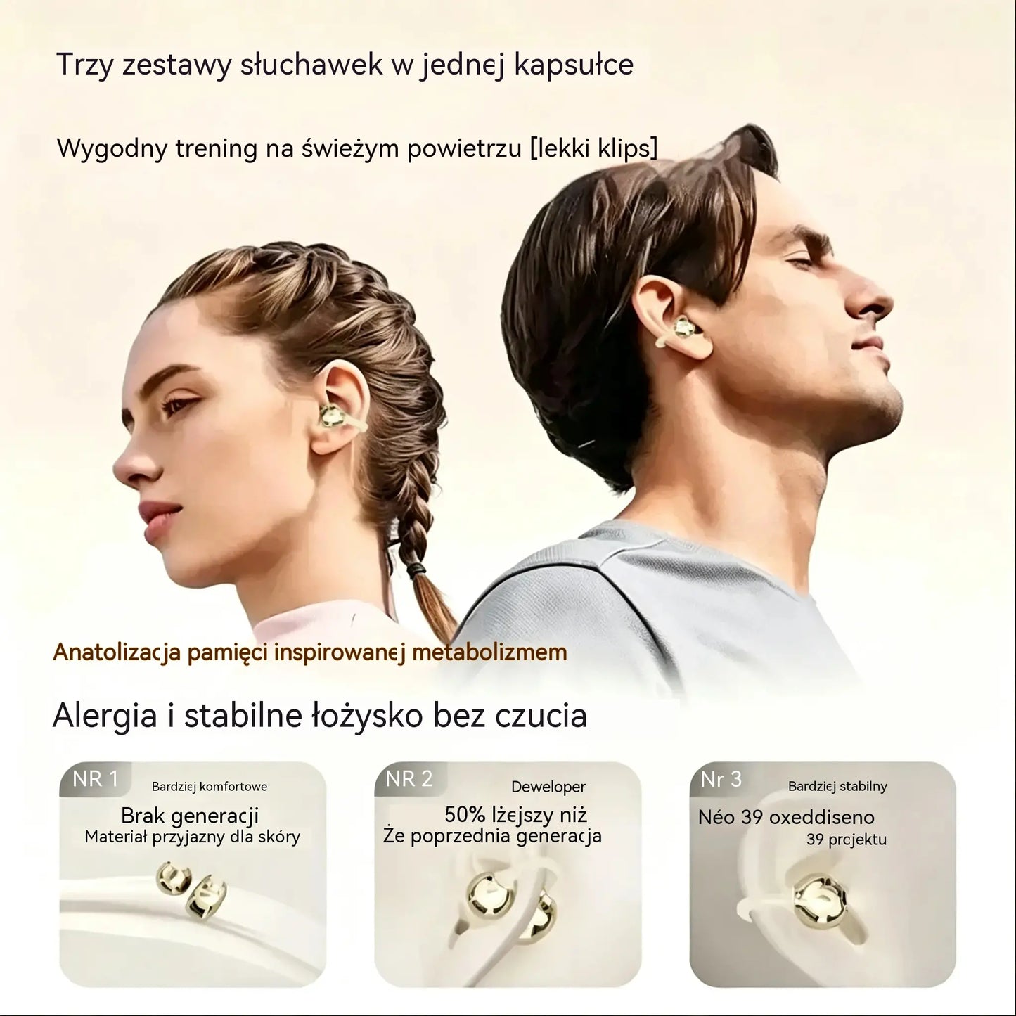 Słuchawki douszne bezprzewodowe GT699S 6 w 1 z wieloma stylami i etui awaryjnym ✨