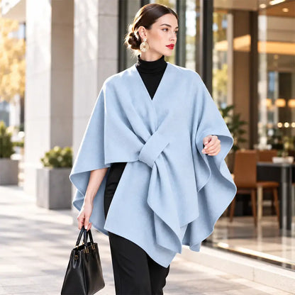 1 τεμάχιο 32 ευρώ 🧥 Πολυλειτουργική υφαντή εσάρπα σε στυλ πόντσο για το φθινόπωρο και τον χειμώνα! Κομψός σχεδιασμός με κλείσιμο που αλληλοκαλύπτεται · Ευέλικτο στυλ · Ζεστή και άνετη!