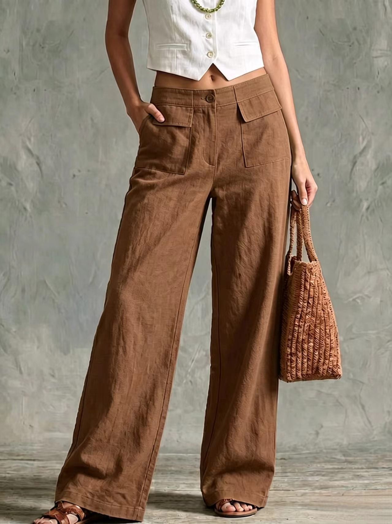 【S-3XL】Luźne spodnie damskie z bawełny i lnu, casualowe👖✨