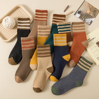 😍🧦【【10 par】】🎁Grube bawełniane skarpetki zimowe z polarem zapewniającym ciepło