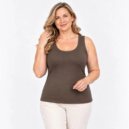 【M-4XL】Damski ocieplany top na ramiączkach w dużych rozmiarach – z wkładkami, ocieplany, bez potrzeby noszenia biustonosza, na jesień i zimę
