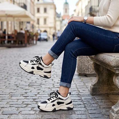【35-40】Damskie buty casualowe z podwyższeniem i grubą podeszwą – oddychające, wygodne, sportowe