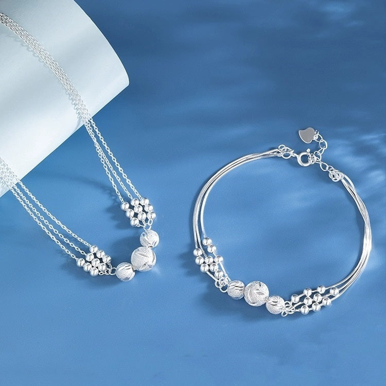 🔥【Compre uno y llévese otro gratis】🔥✨Conjunto ligero de lujo de collar + pulsera de la suerte con cuentas