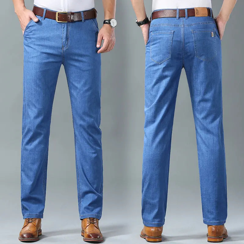 💥【60-110KG】👖 Απλά, φαρδιά και ευέλικτα ανδρικά τζιν μεγάλων μεγεθών