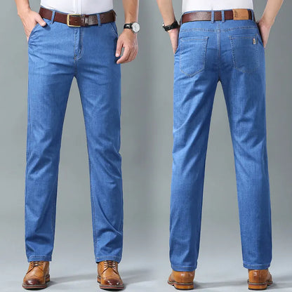 💥【60-110KG】👖 Απλά, φαρδιά και ευέλικτα ανδρικά τζιν μεγάλων μεγεθών