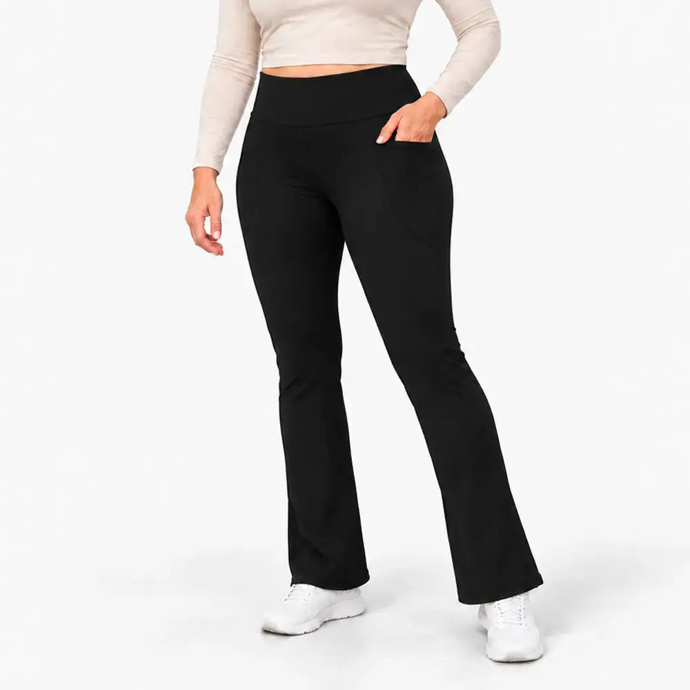 【S-XXL】Damskie legginsy rozszerzane do jogi – cienkie, ocieplane, z wysokim stanem, unoszące pośladki, wyszczuplające, do fitnessu