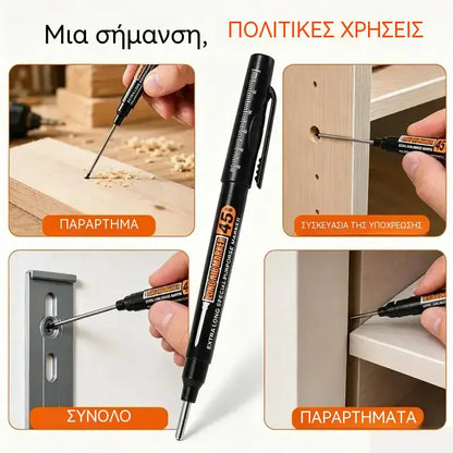 10 τεμάχια για 25 ευρώ🖊️🔩【Σετ 10】Μαρκαδόρων Μύτης Μακράς Μύτης 45 χιλ. για Βαθιές Τρύπες – Ξαναγεμιζόμενοι και Επαναχρησιμοποιήσιμοι – Ιδανικοί για Κατασκευές, Πλακάκια και Ξυλουργικές Εργασίες 🏗️✨