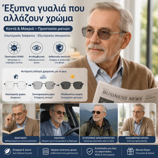 ✨🕶Νέα φωτοχρωμικά έξυπνα γυαλιά με φίλτρο μπλε φωτός, unisex