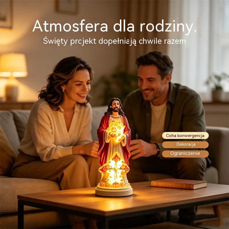 🙏Przynieś błogosławieństwo i święte światło do swojego domu! Posągi Jezusa i Maryi promieniujące ciepłem.