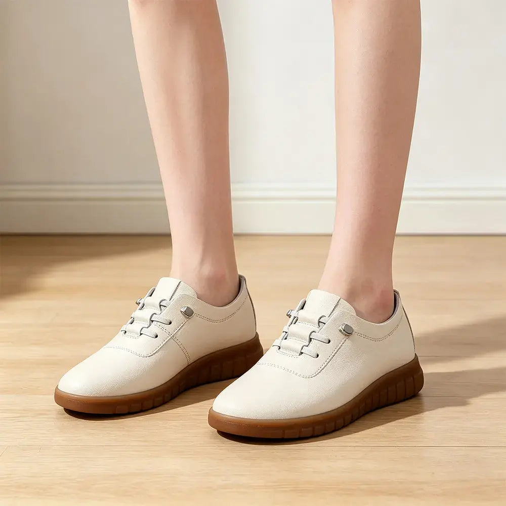 👞Damskie, wsuwane, płaskie buty z miękką podeszwą – lekkie i przewiewne, wykonane z prawdziwej skóry – wygodne, codzienne buty dla seniorów