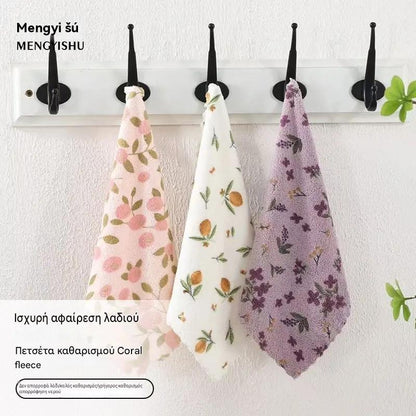 2 σετ (16 τεμάχια) 28€🧼【30 εκ. × 30 εκ.】💢✨ Πετσέτες κουζίνας από κοραλί φανέλα για οικιακή χρήση