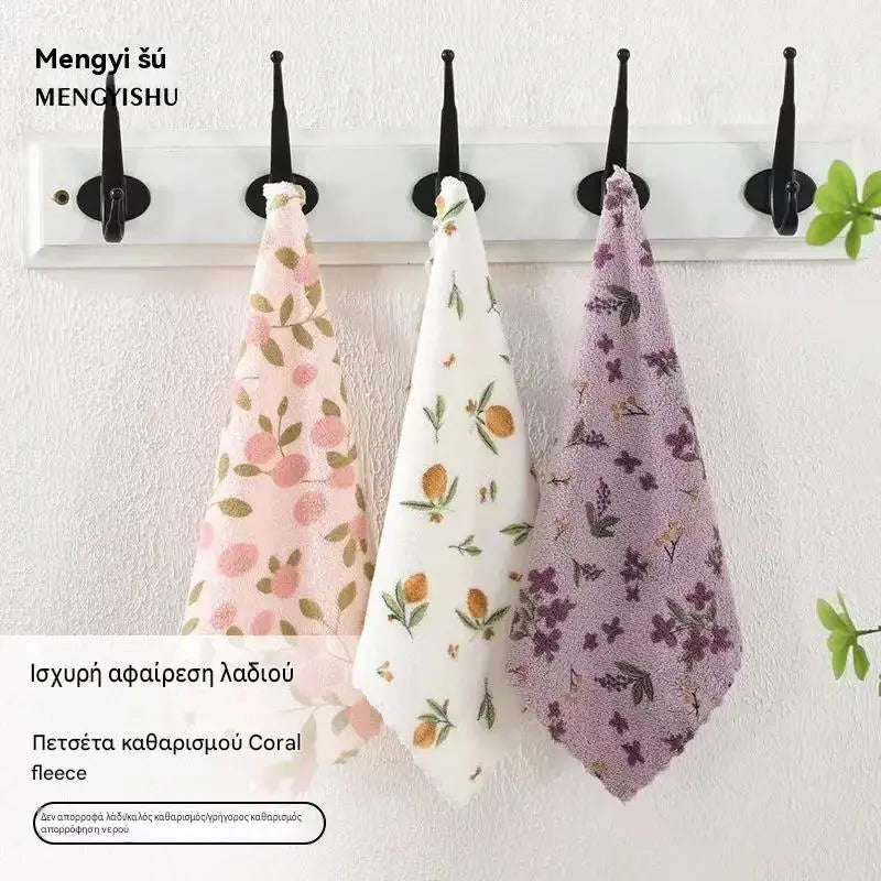 2 σετ (16 τεμάχια) 28€🧼【30 εκ. × 30 εκ.】💢✨ Πετσέτες κουζίνας από κοραλί φανέλα για οικιακή χρήση