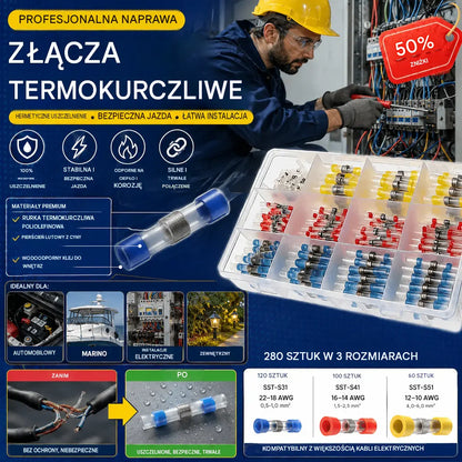 【100 sztuk/opakowanie】  89zł  🔥Wielofunkcyjny zestaw do naprawy zerwanych kabli, termokurczliwy zestaw do lutowania złączy przewodów