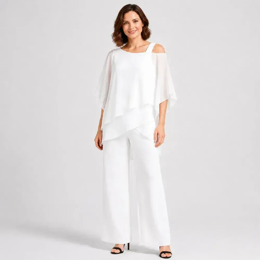 ⏳1 σετ για 36 ευρώ⏰【50-120KG】👚👖Γυναικείο σετ δύο τεμαχίων, σετ φιλικό προς το δέρμα με έξω τους ώμους✅【Μπλούζα + Παντελόνι】