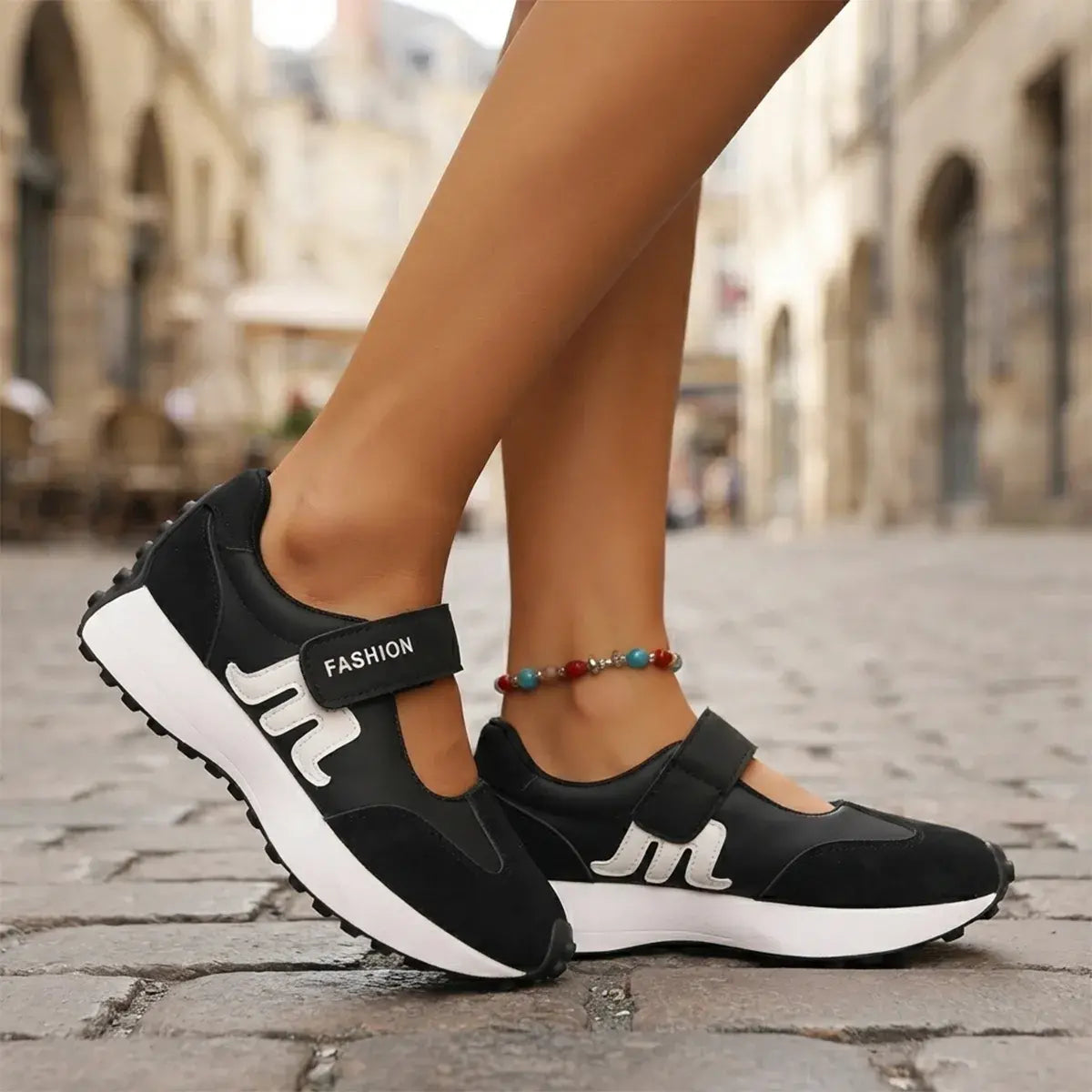 Buty sportowe Mary Jane w dużych rozmiarach – szerokie, trwałe buty codzienne na rzepy – wygodne i lekkie damskie buty do chodzenia