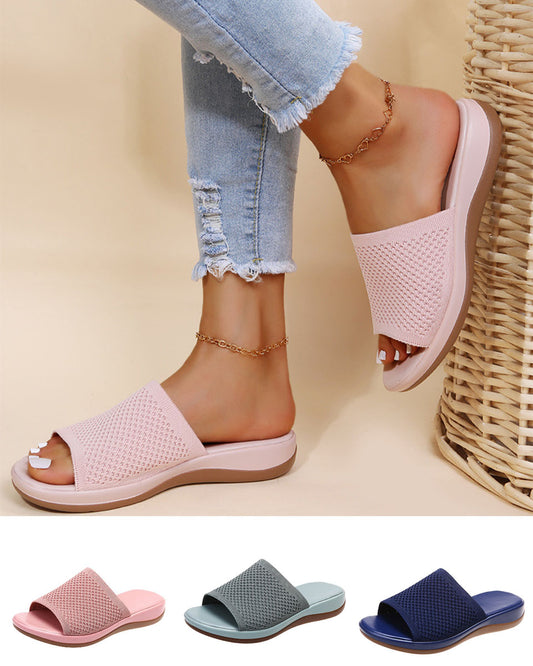 🔥 Oferta por tiempo limitado🔥👡【35-43】2025 nuevas zapatillas de casa de moda para mujer de talla grande, pantuflas planas de ocio para exteriores