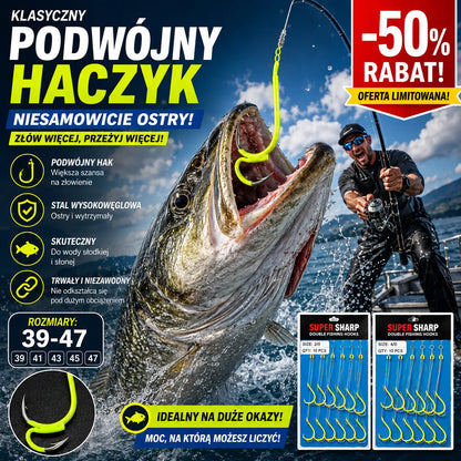 🔥 Kup 1, a 1 dostaniesz gratis ❤️‍🔥 (20 sztuk) Ultra ostre klasyczne podwójne haczyki wędkarskie