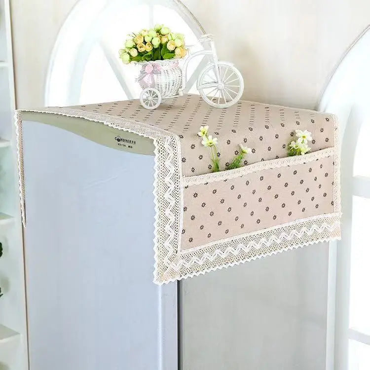 💖 Προσφορά τελευταίας ημέρας! 💖【55 × 120 cm】 ✨ Κάλυμμα ψυγείου από βαμβάκι και λινό (ανθεκτικό στη σκόνη και το λίπος) με θήκες αποθήκευσης