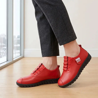 【36-41】Nowe damskie buty zimowe – ocieplane, ze skóry, na miękkiej podeszwie, płaskie, wygodne dla mam