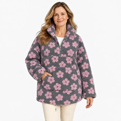 ✨【S-2XL/6 kolorów】Bluza z polaru z kwiatowym wzorem, stylowa i ciepła