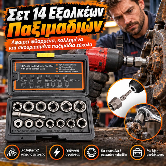 1 είδος, 33 ευρώ🔥Σετ 14 τεμαχίων για την εξαγωγή παξιμαδιών, εργαλειοθήκη για την αφαίρεση σπασμένων βιδών και παξιμαδιών.