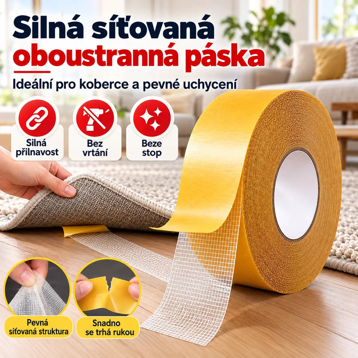 【5 μέτρα】1 τεμάχιο 24 ευρώ👍Διπλής όψης πολυλειτουργική ταινία πλέγματος, ισχυρή πρόσφυση χωρίς να αφήνει υπολείμματα κόλλας