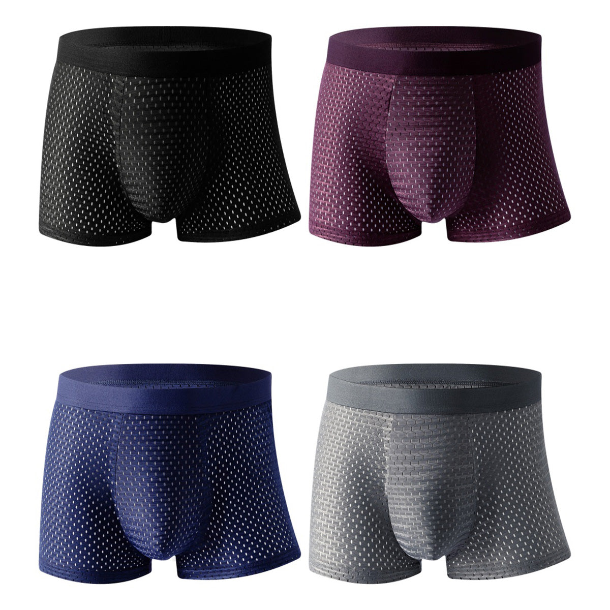 🔥50% de descuento【Compre 3, obtenga 3 gratis】Calzoncillos bóxer de seda helada de malla para hombre 2025 Primavera Verano