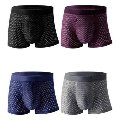 🔥50% de descuento【Compre 3, obtenga 3 gratis】Calzoncillos bóxer de seda helada de malla para hombre 2025 Primavera Verano