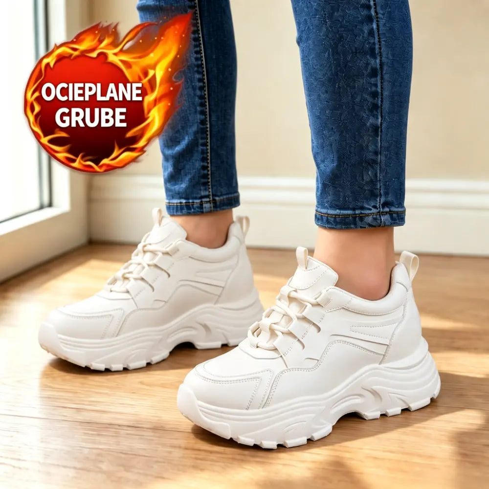 【35-40】Damskie buty na ukrytym podwyższeniu – białe sneakersy, na grubej podeszwie, casualowe, sportowe, idealne do chodzenia i podróży